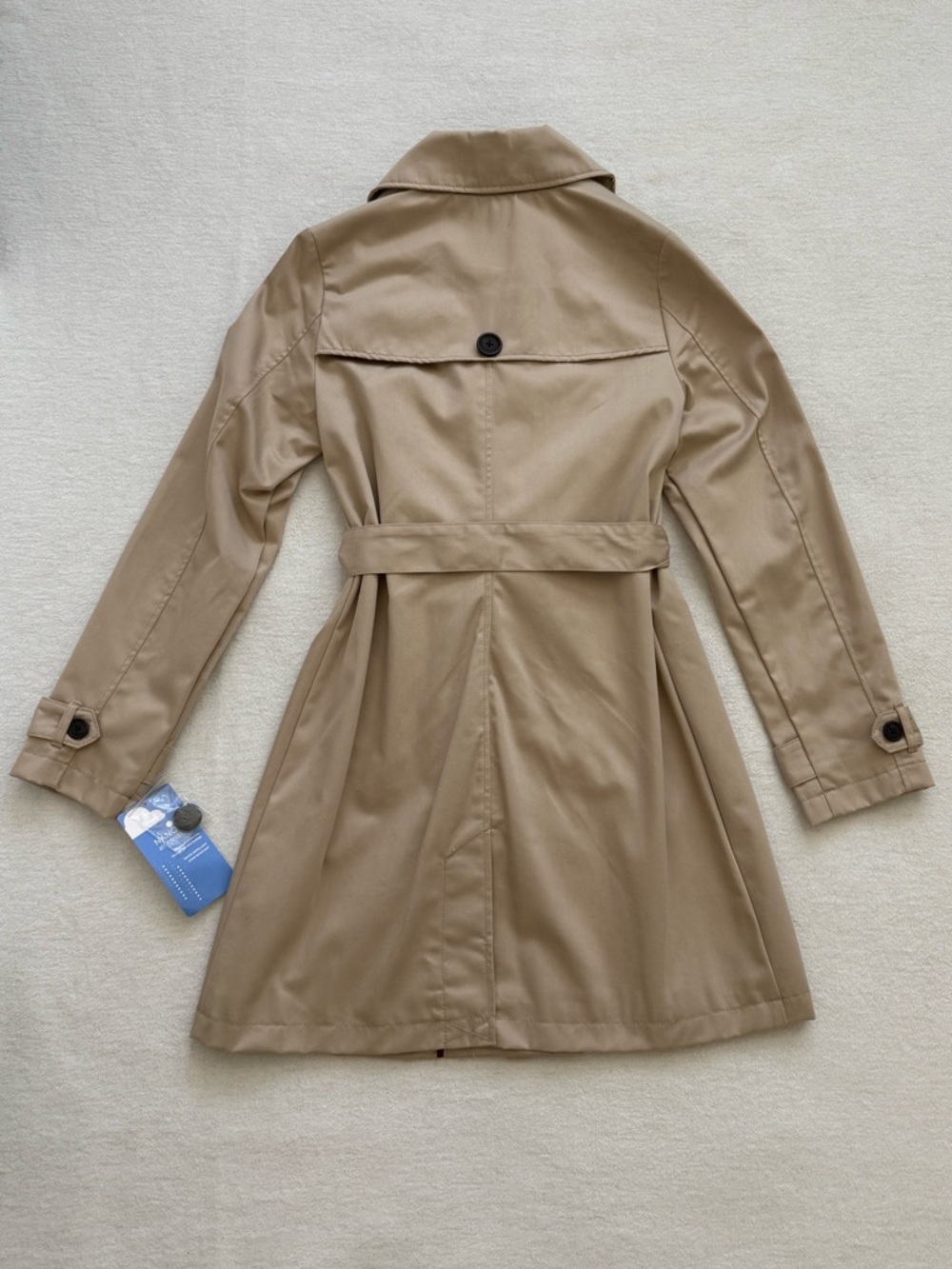 Tan Double Breasted Trench Coat Water Repellent Belted Size Small NWT Classic - Picture 2 of 13